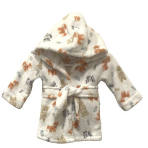 Baby Essentials Unisex Size 0-9 Months Hooded Robe Attached Sash Woodland Animal
